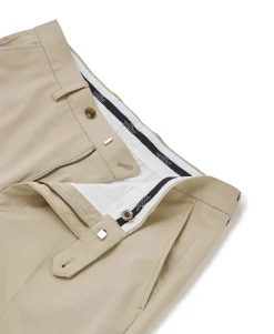 Stone Stretch Cotton Classic Fit Flat Front Chinos