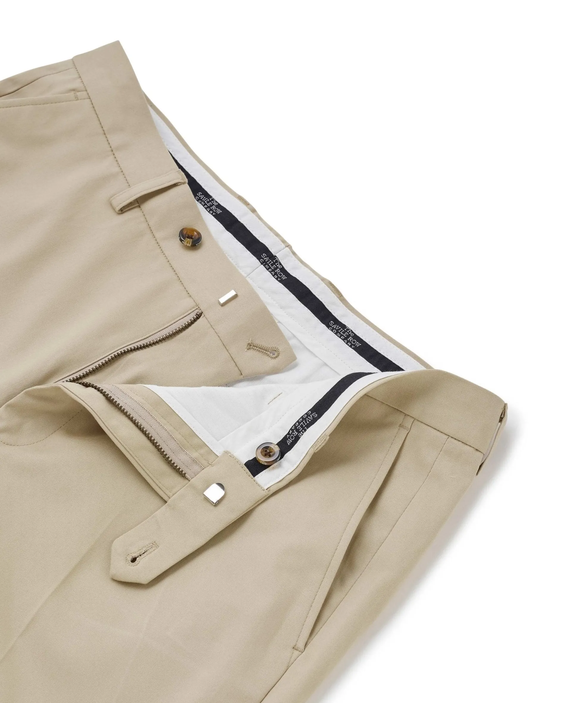 Stone Stretch Cotton Classic Fit Flat Front Chinos