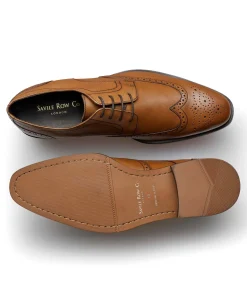 Tan Leather Brogue Derby Shoes