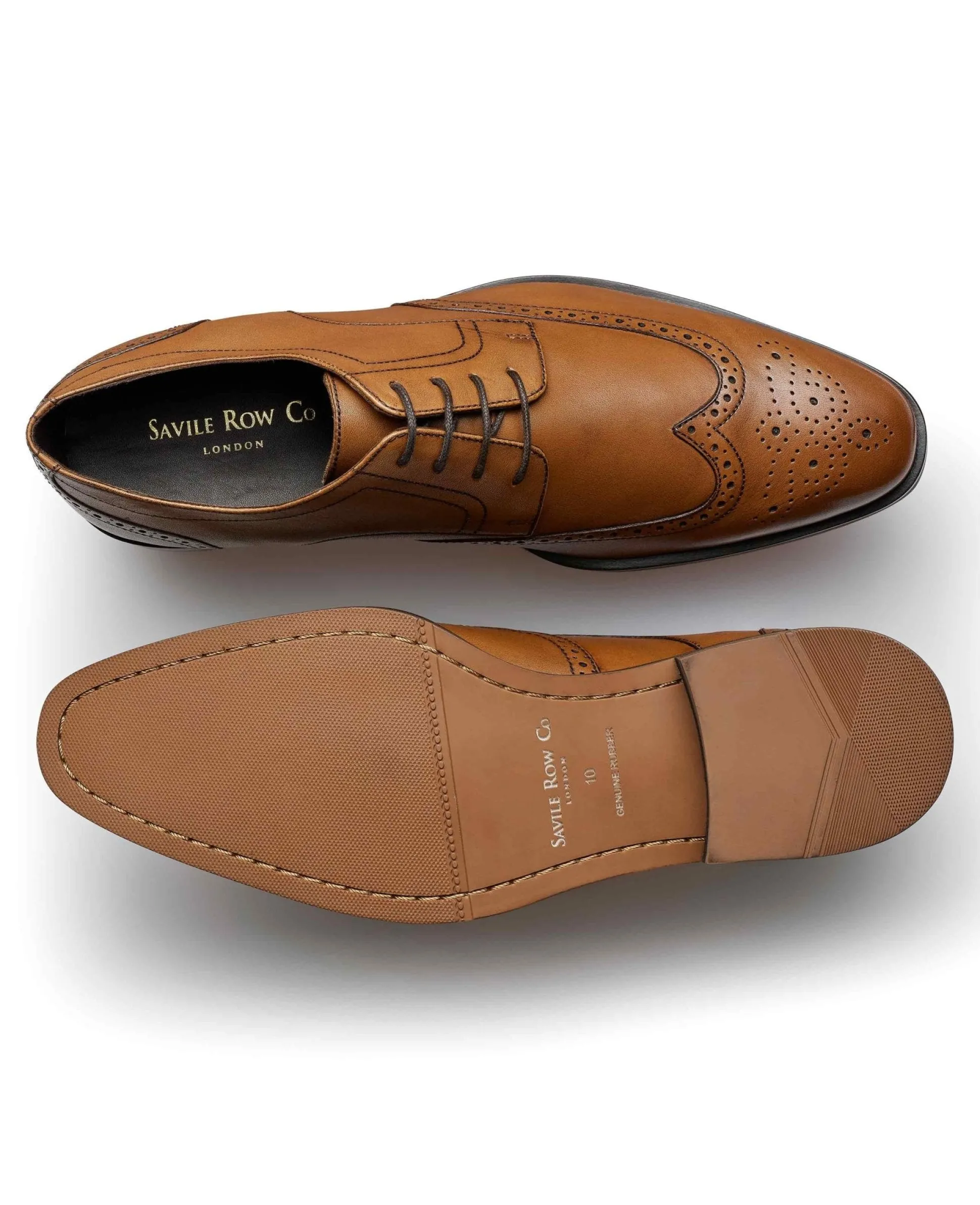 Tan Leather Brogue Derby Shoes