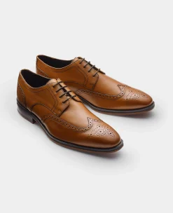 Tan Leather Brogue Derby Shoes