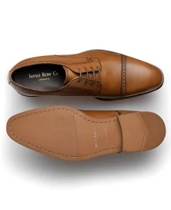 Tan Leather Capped Derby Shoes