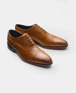 Tan Leather Capped Oxford Shoes