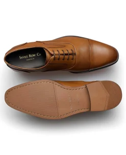 Tan Leather Capped Oxford Shoes