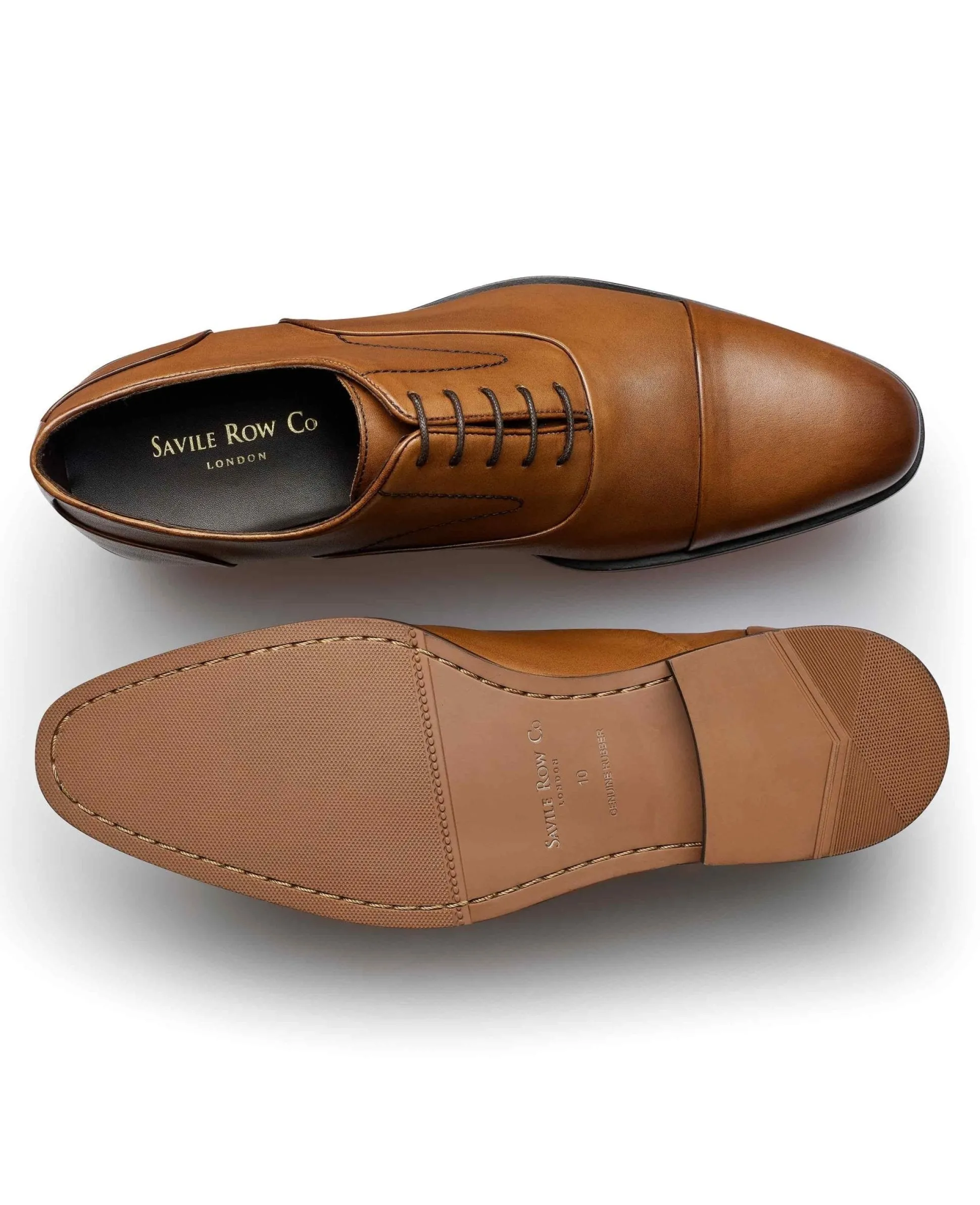 Tan Leather Capped Oxford Shoes