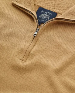 Tan Merino Wool Zip Neck Jumper