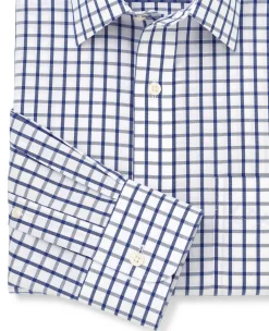 White Blue Check Classic Fit Non-Iron Formal Shirt - Single Cuff