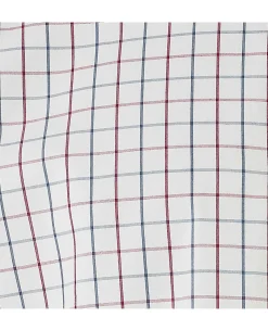 White Burgundy Cotton Tattersall Check Slim Fit Formal Shirt - Single Cuff