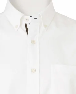White Button-Down Classic Fit Oxford Shirt - Stripe Contrast Detail