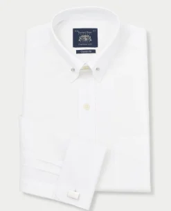White Classic Fit Pin Collar Shirt - Double Cuff