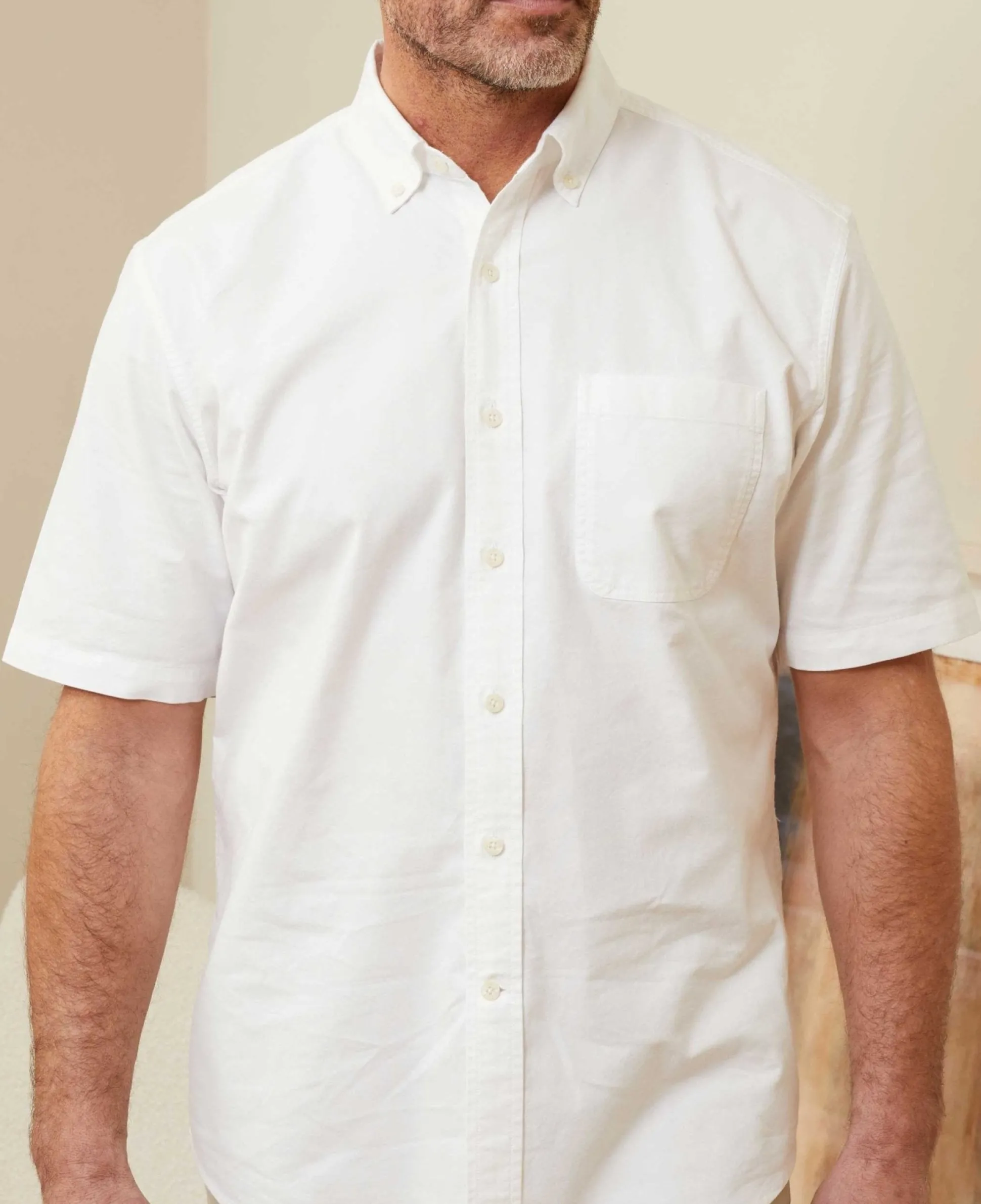White Classic Fit Short Sleeve Oxford Shirt
