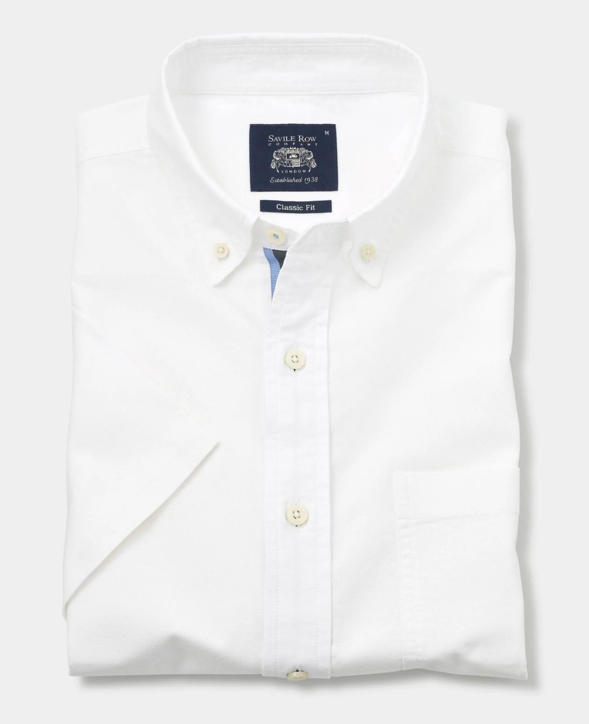 White Classic Fit Short Sleeve Oxford Shirt