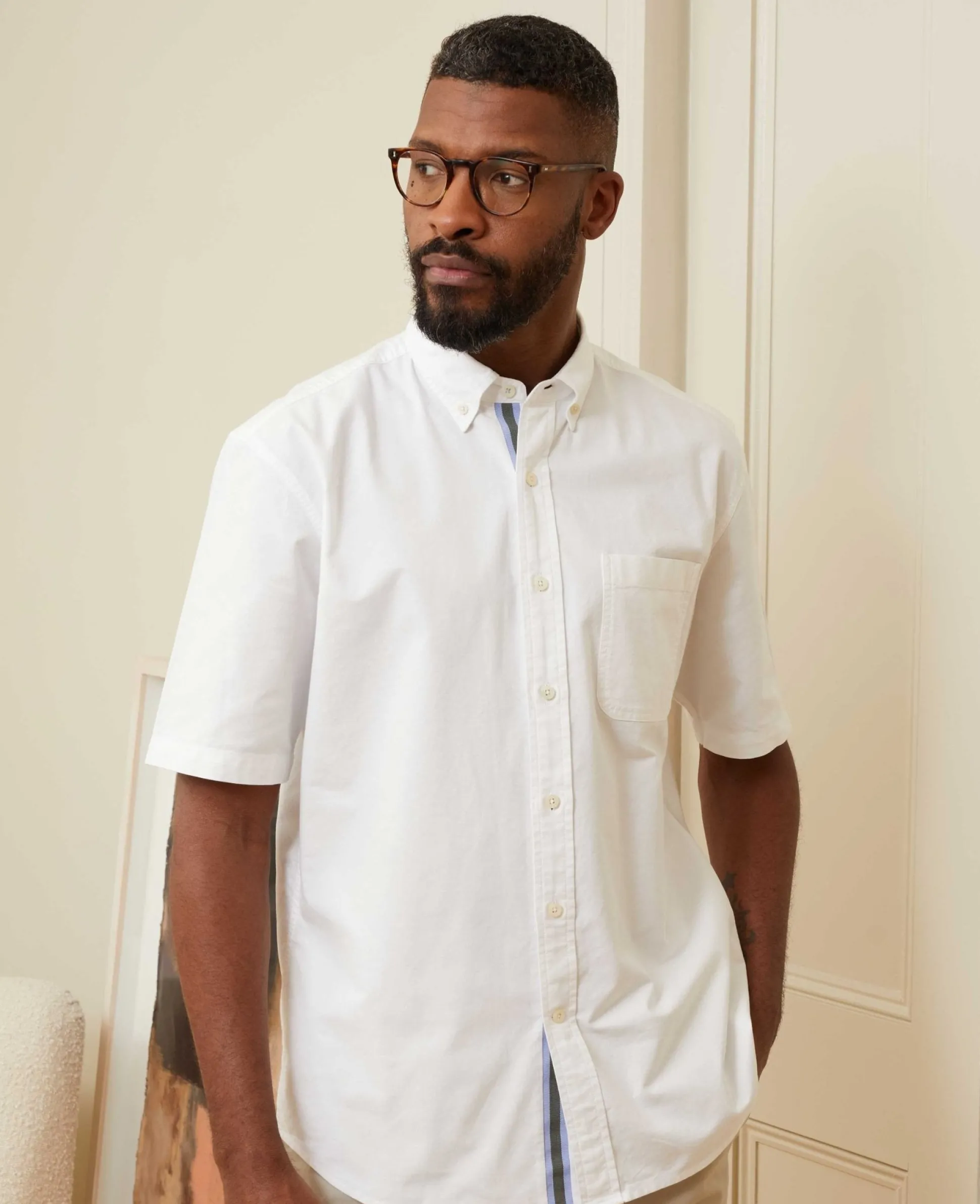 White Classic Fit Short Sleeve Oxford Shirt