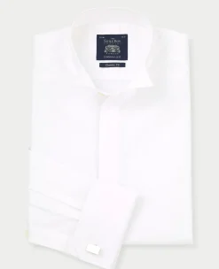 White Classic Fit Wing Collar Formal Shirt - Double Cuff
