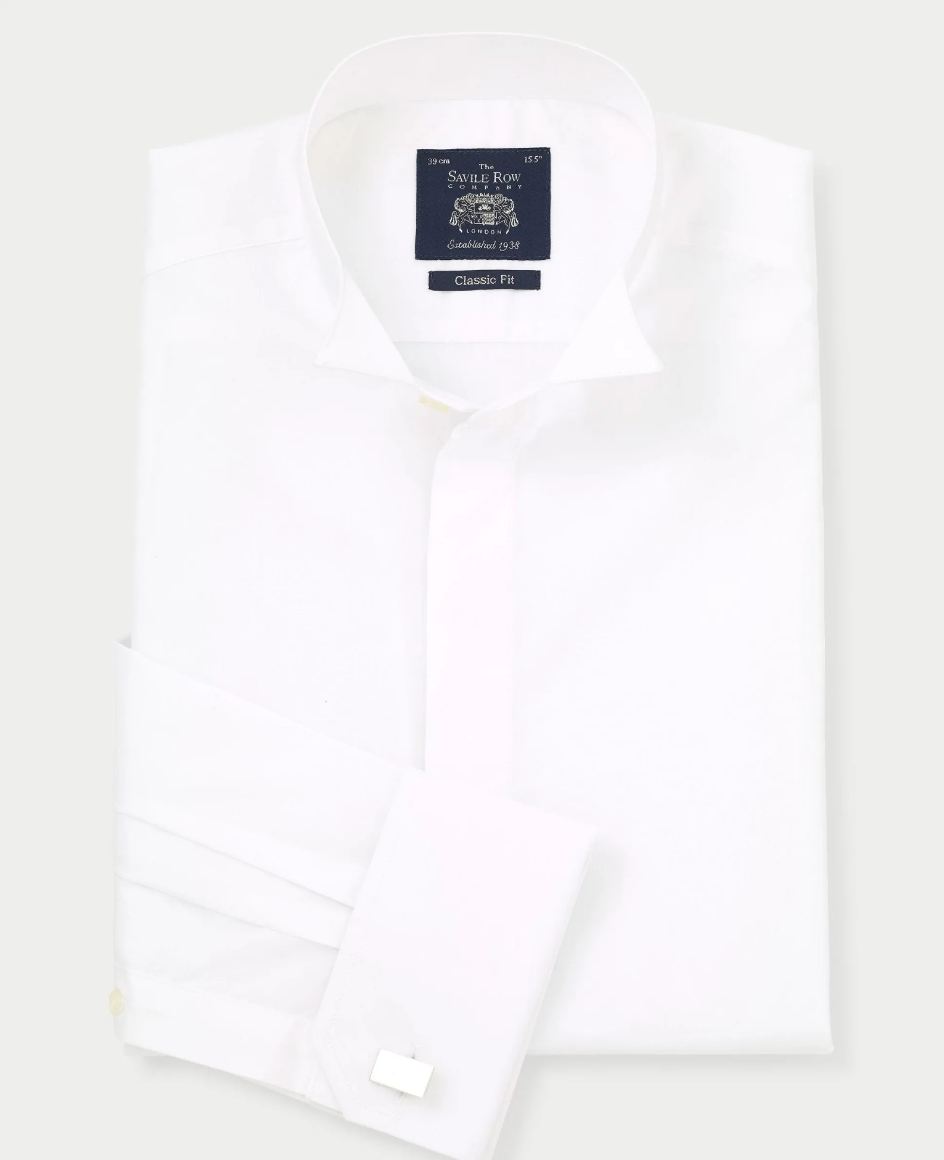 White Classic Fit Wing Collar Formal Shirt - Double Cuff