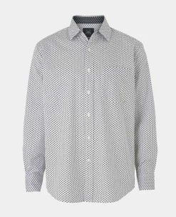 White Cotton Classic Fit Printed Casual Shirt