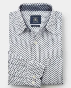 White Cotton Classic Fit Printed Casual Shirt