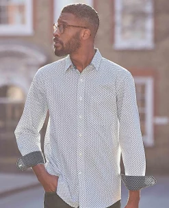 White Cotton Classic Fit Printed Casual Shirt