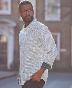 White Cotton Classic Fit Printed Casual Shirt