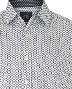White Cotton Classic Fit Printed Casual Shirt