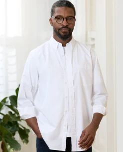 White Cotton Poplin Classic Fit Button-Down Smart Casual Shirt