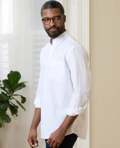 White Cotton Poplin Classic Fit Button-Down Smart Casual Shirt