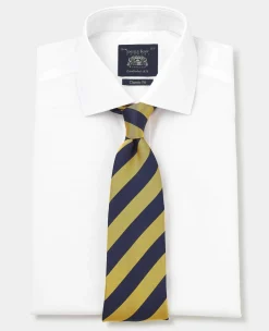 White Cotton Poplin Classic Fit Non-Iron Shirt - Single or Double Cuff