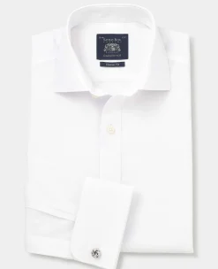 White Cotton Poplin Classic Fit Non-Iron Shirt - Single or Double Cuff