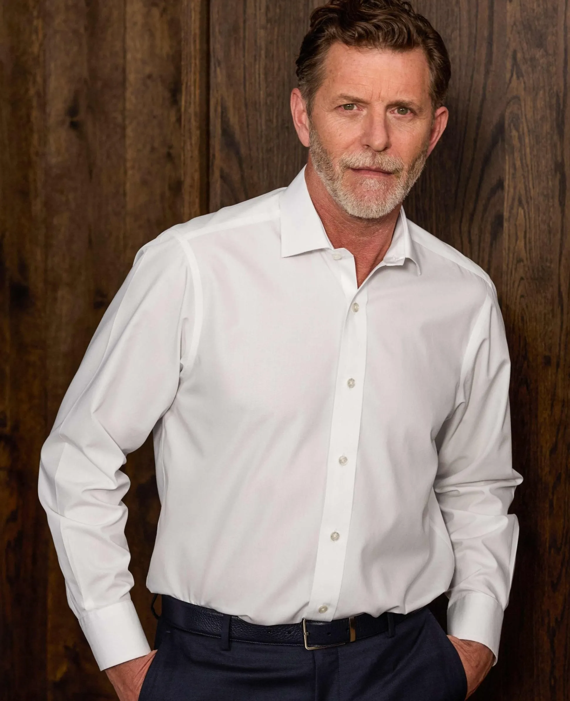 White Cotton Poplin Classic Fit Non-Iron Shirt - Single or Double Cuff
