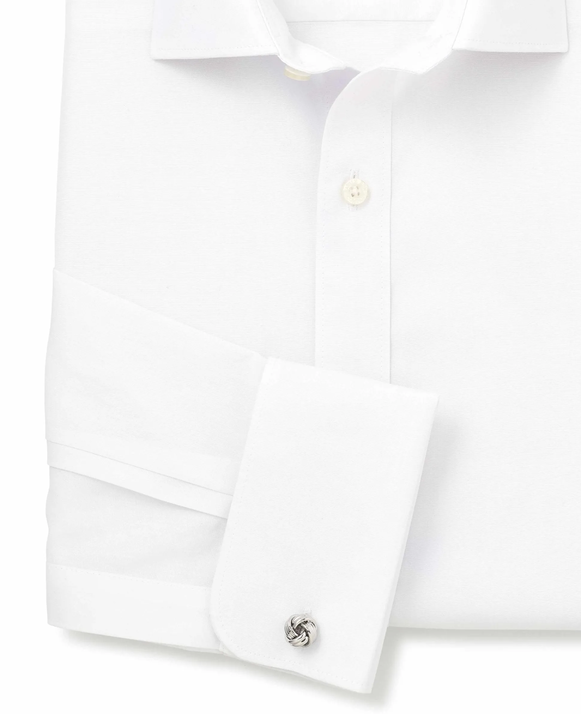White Cotton Poplin Classic Fit Non-Iron Shirt - Single or Double Cuff