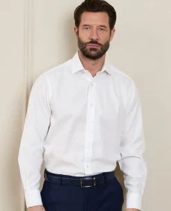 White Cotton Poplin Classic Fit Non-Iron Shirt - Single or Double Cuff