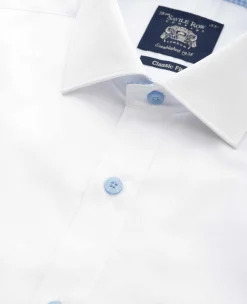 White Cotton Poplin Classic Fit Formal Shirt - Single Cuff
