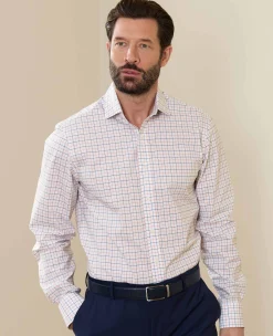 White Cotton Poplin Slim Fit Check Formal Shirt - Single Cuff