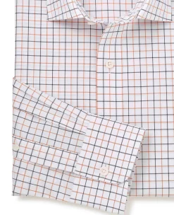 White Cotton Poplin Slim Fit Check Formal Shirt - Single Cuff