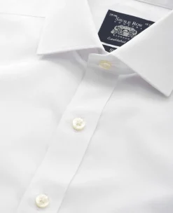 White Cotton Poplin Slim Fit Non-Iron Shirt - Single or Double Cuff