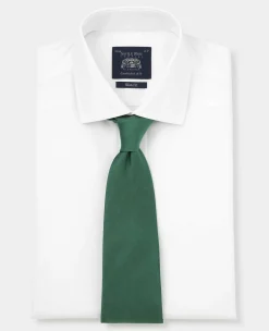 White Cotton Poplin Slim Fit Non-Iron Shirt - Single or Double Cuff