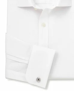 White Cotton Poplin Slim Fit Non-Iron Shirt - Single or Double Cuff