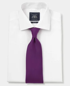 White Cotton Poplin Slim Fit Non-Iron Shirt - Single or Double Cuff