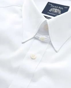 White Cotton Poplin Tab Collar Classic Fit Formal Shirt - Single Cuff
