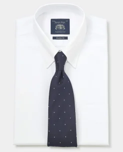White Cotton Poplin Tab Collar Classic Fit Formal Shirt - Single Cuff