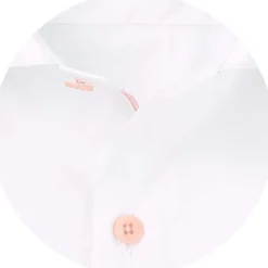 White Cotton Slim Fit Smart-Casual Shirt With Contrast Buttons - Single Cuff