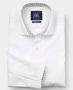 White Cotton Twill Classic Fit Smart-Casual Shirt - Single Cuff