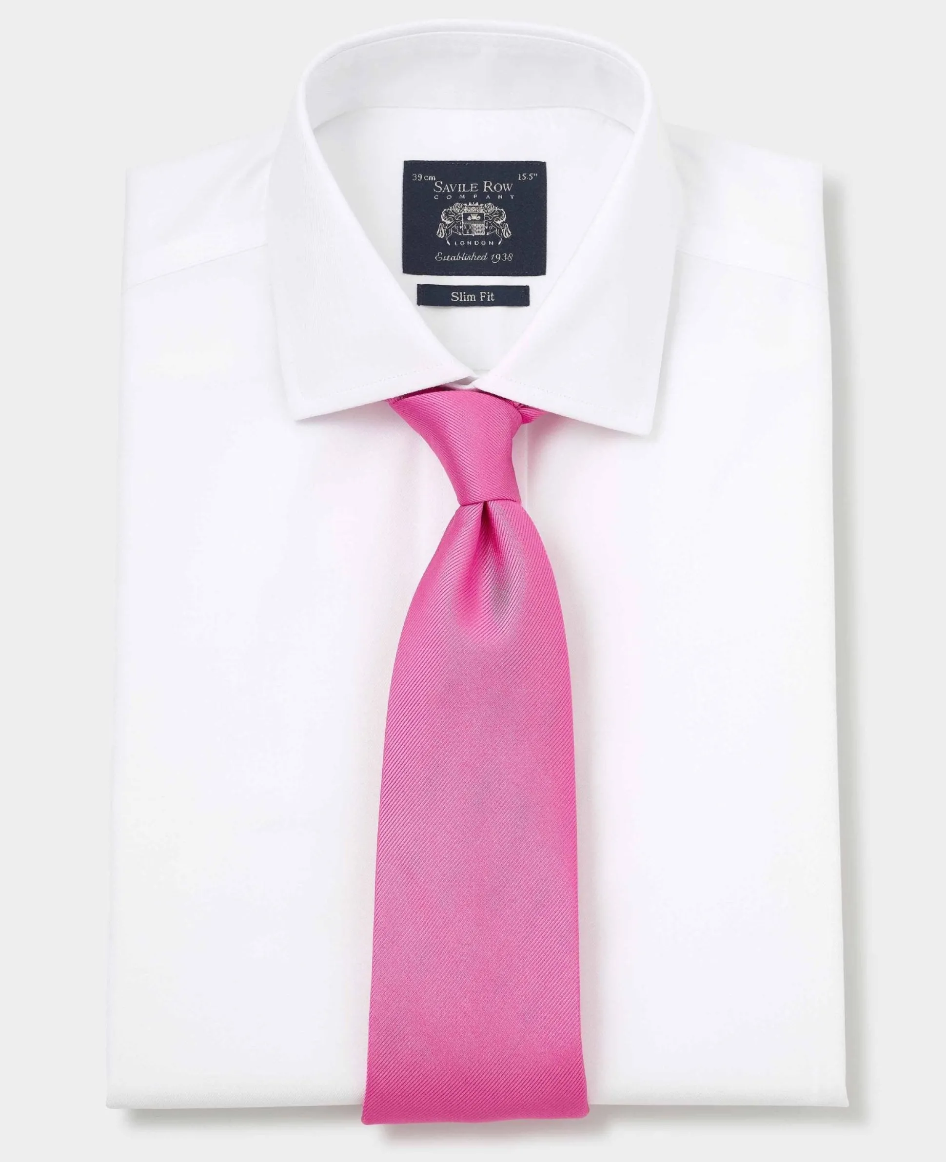 White Cotton Twill Slim Fit Non-Iron Shirt - Single Cuff