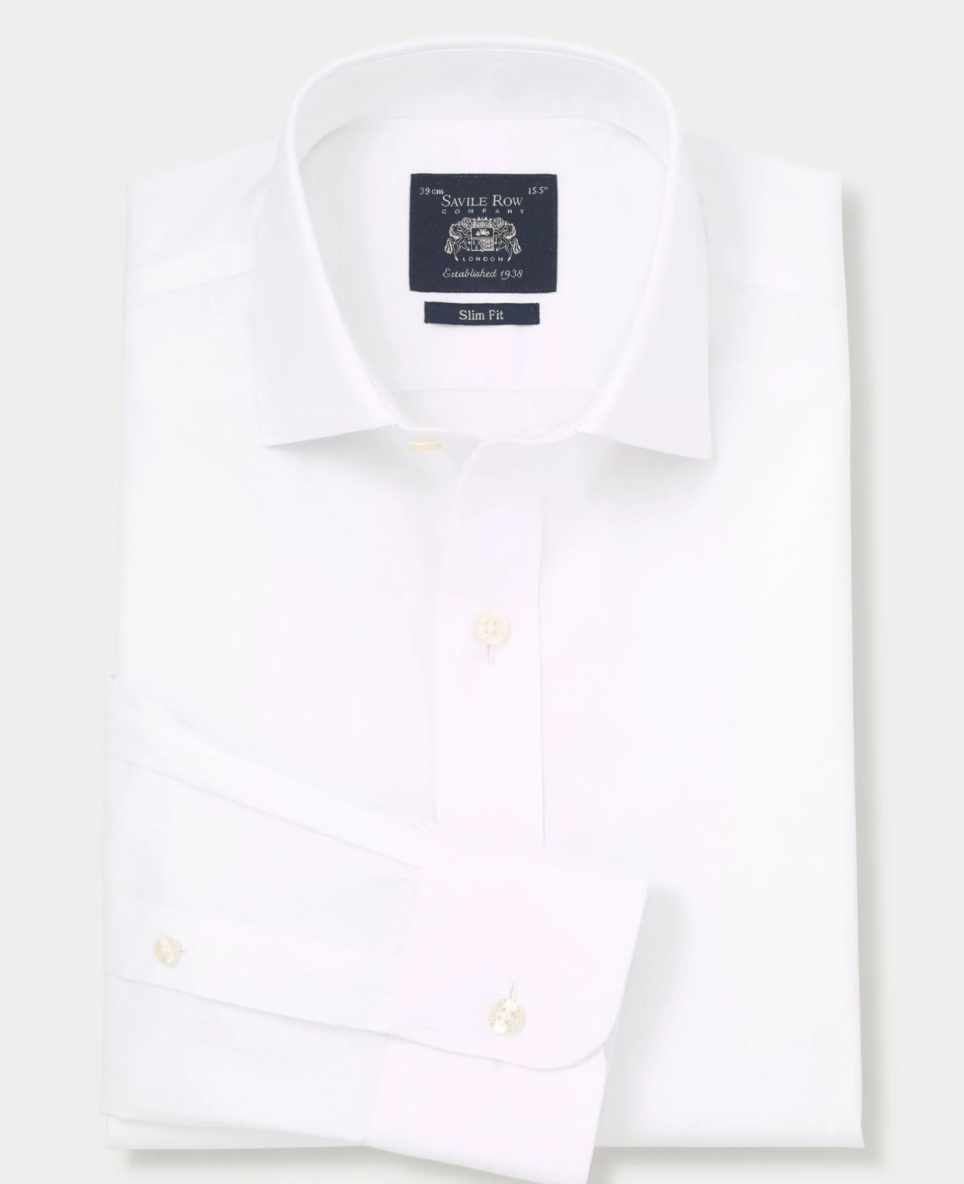 White Cotton Twill Slim Fit Non-Iron Shirt - Single Cuff
