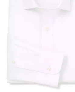 White Cotton Twill Slim Fit Non-Iron Shirt - Single Cuff