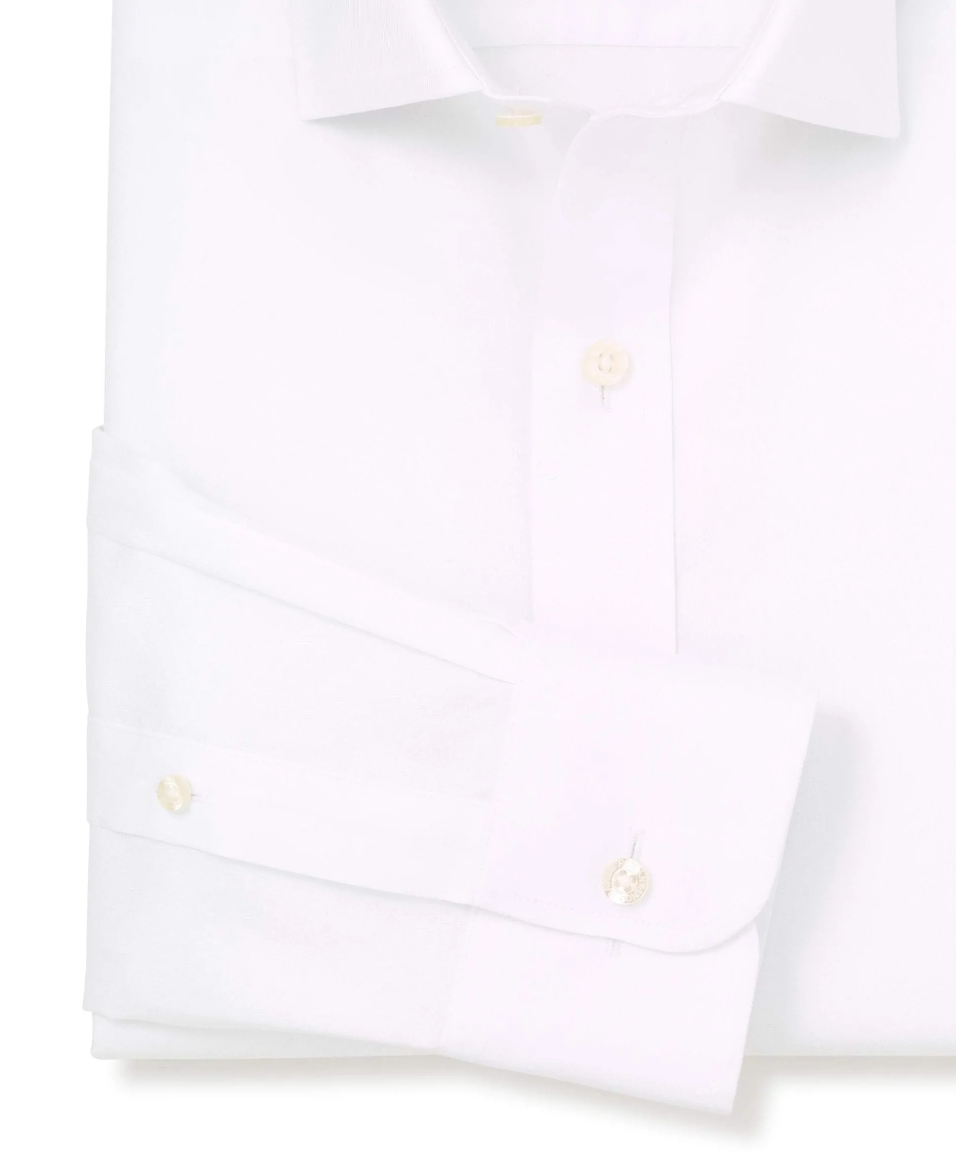 White Cotton Twill Slim Fit Non-Iron Shirt - Single Cuff