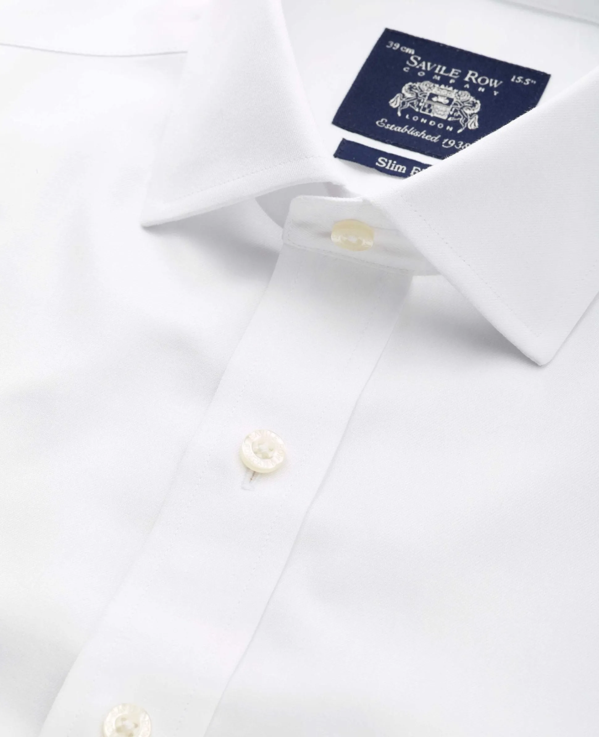 White Cotton Twill Slim Fit Non-Iron Shirt - Single Cuff