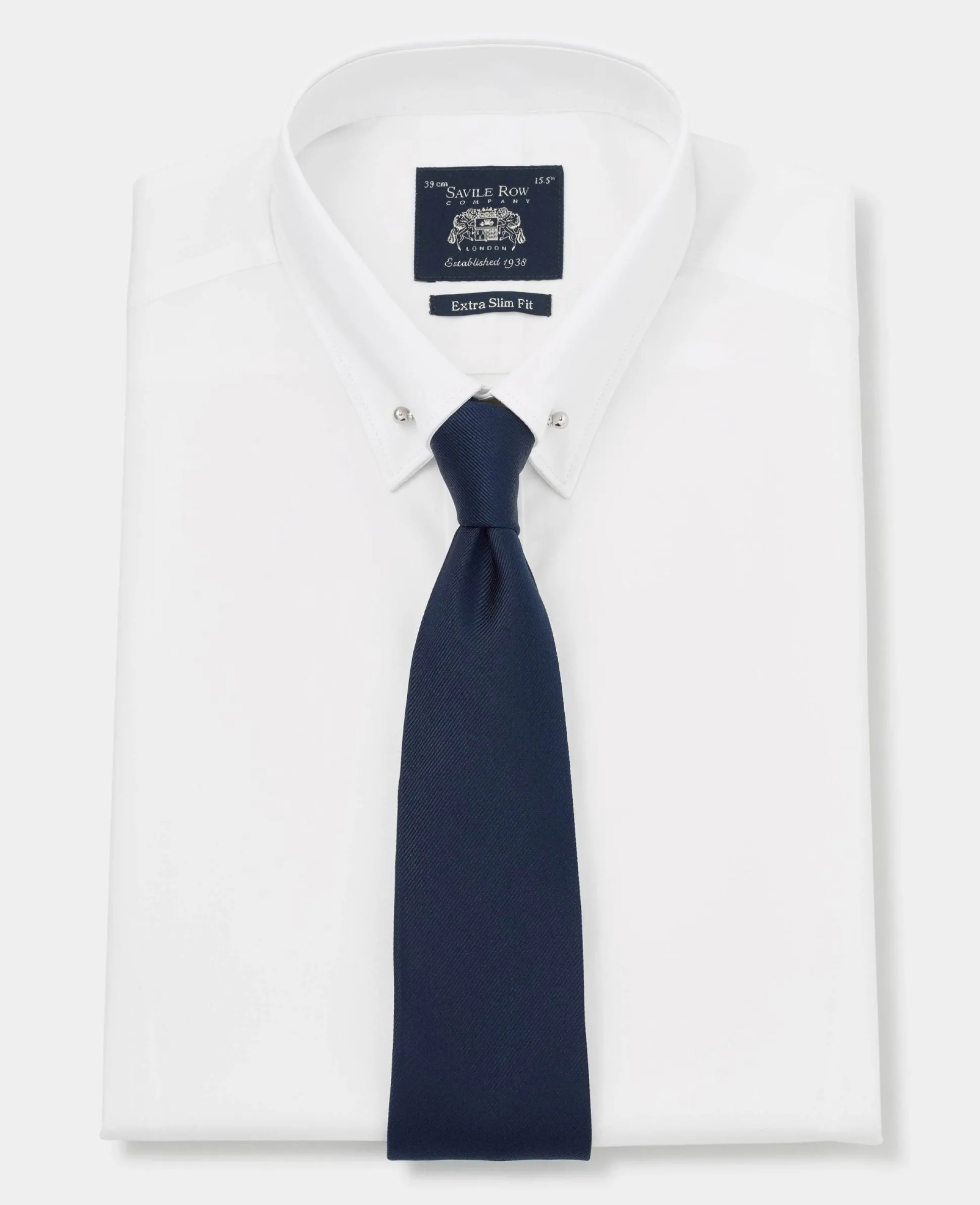 White Extra Slim Fit Pin Collar Shirt - Double Cuff