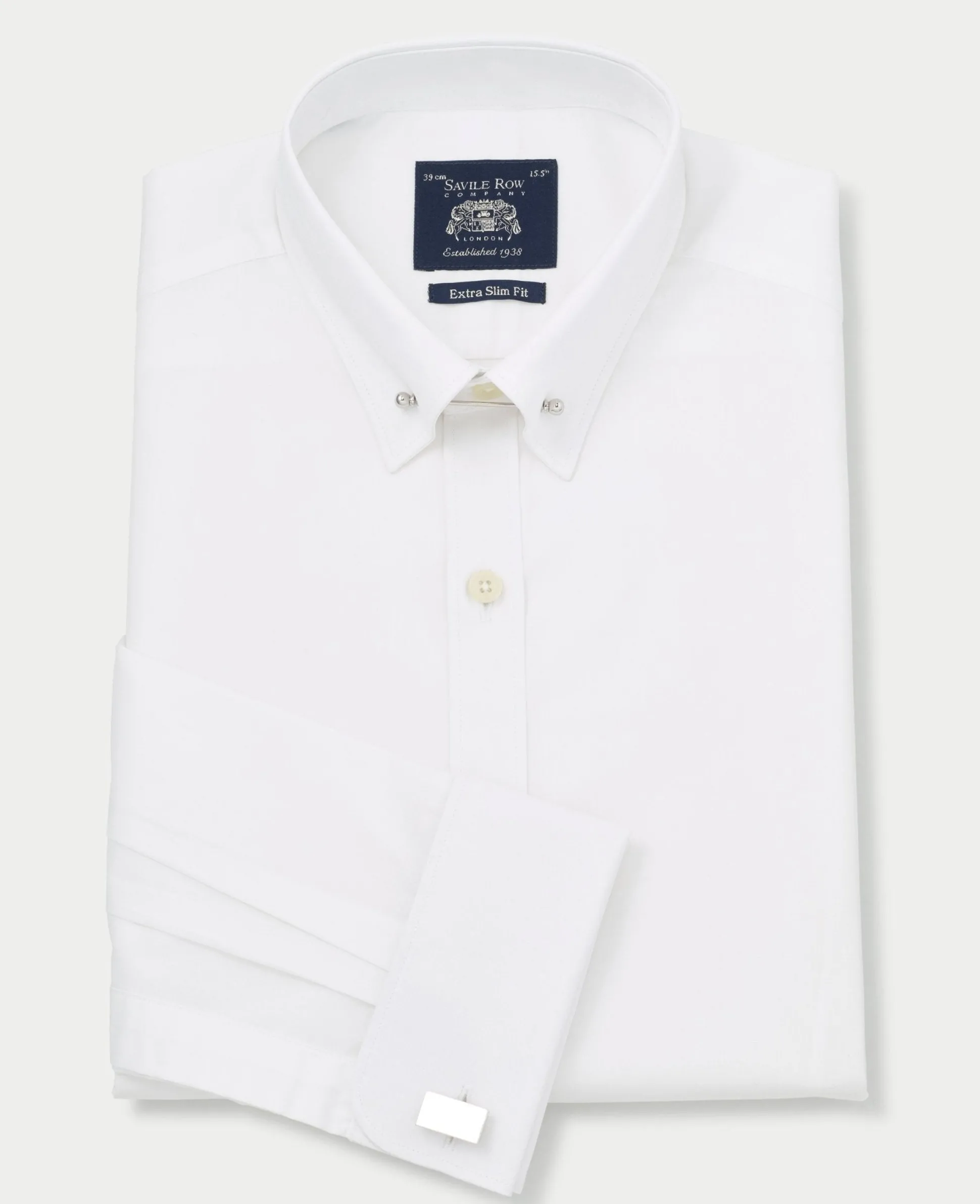 White Extra Slim Fit Pin Collar Shirt - Double Cuff