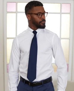 White Extra Slim Fit Pin Collar Shirt - Double Cuff